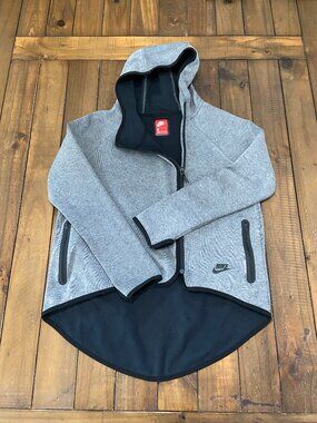 Nike Tech‎ Fleece Asymmetric Full Zip Cape Hoodie Gray Size Small